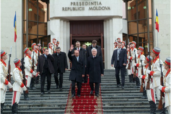 21 January 2005. Romanian President Traian Basescu on visit to Chisinau 
