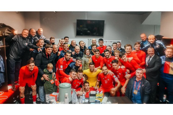 Moldova's national football team ties match with Albania for EURO 2024